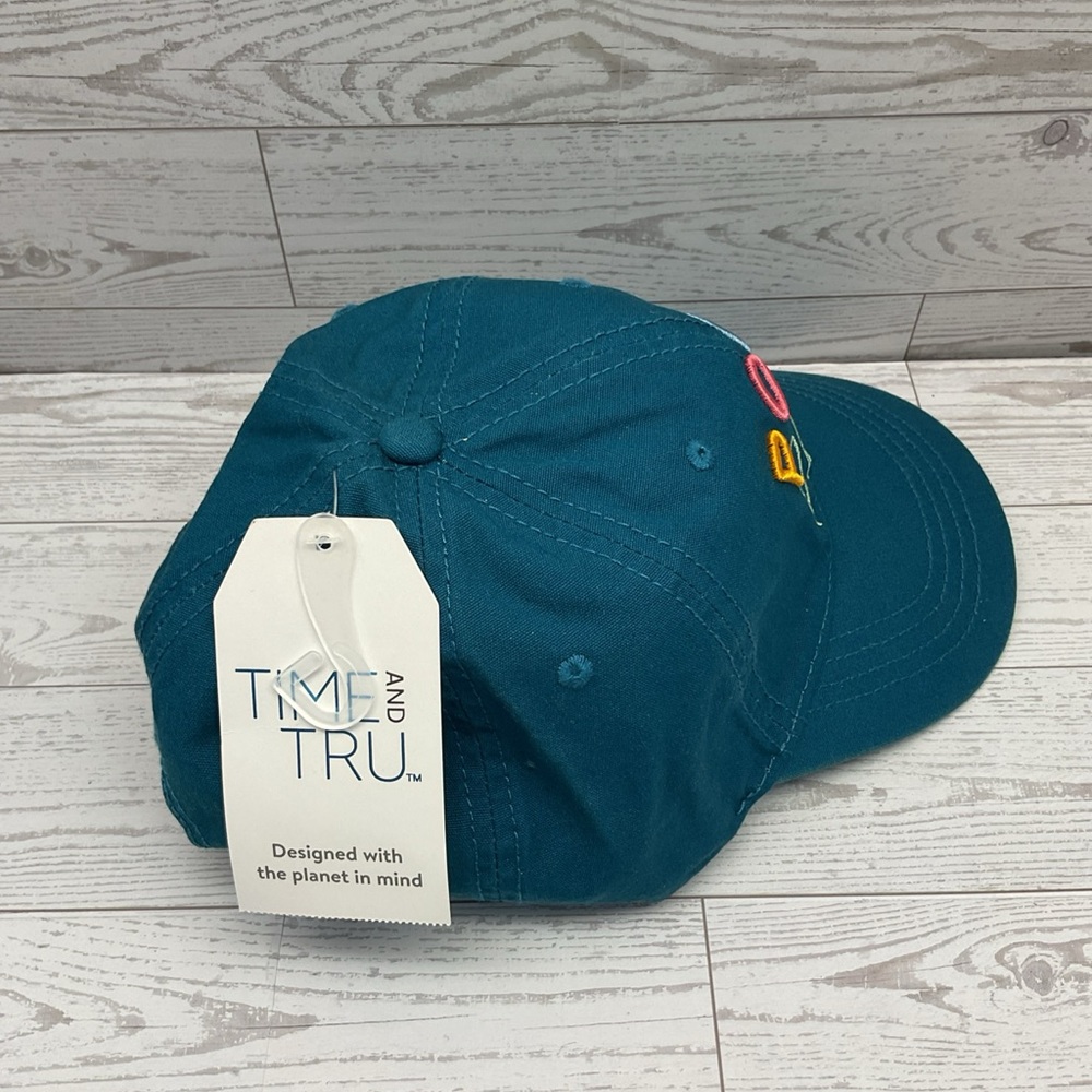 Time and Tru Women's Pool Please Teal Baseball Cap One Size Cotton - Picture 6 of 8